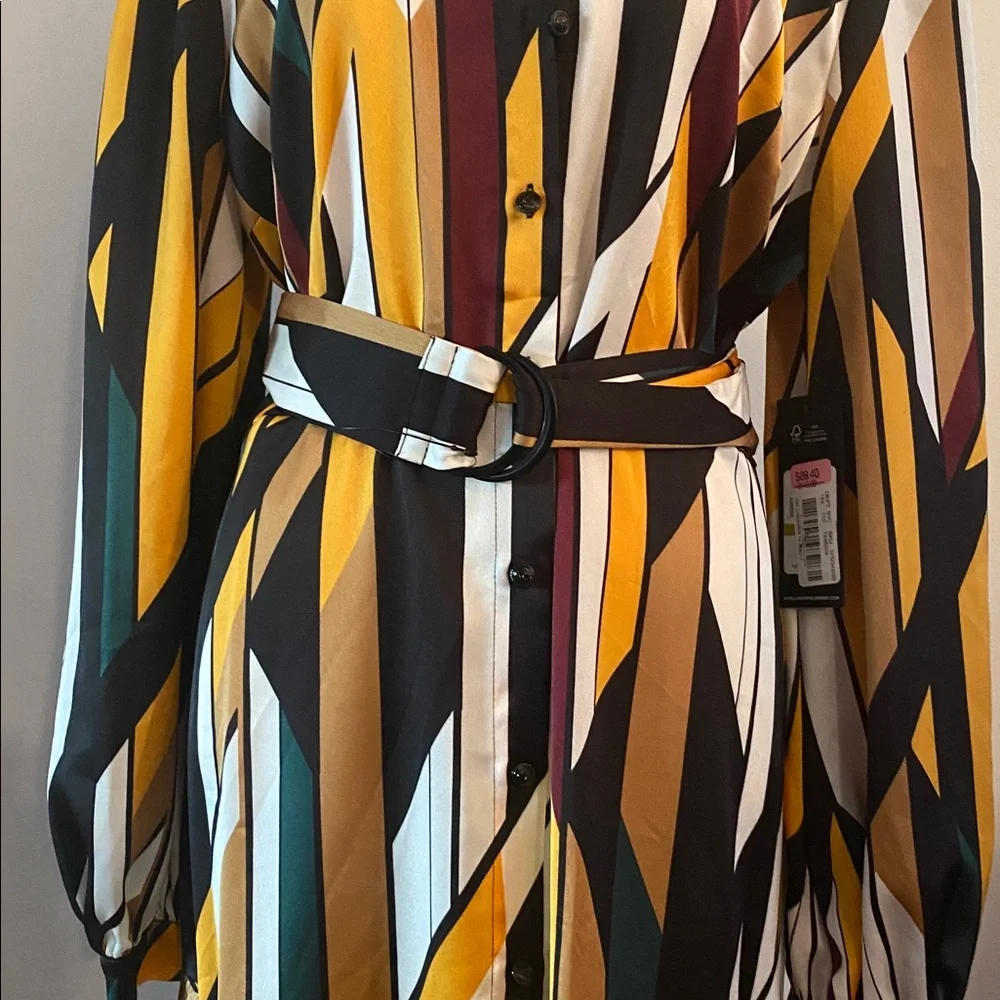 Karl Lagerfeld NWT stripped retro look dress asymmetrical size 14 - Picture 3 of 13